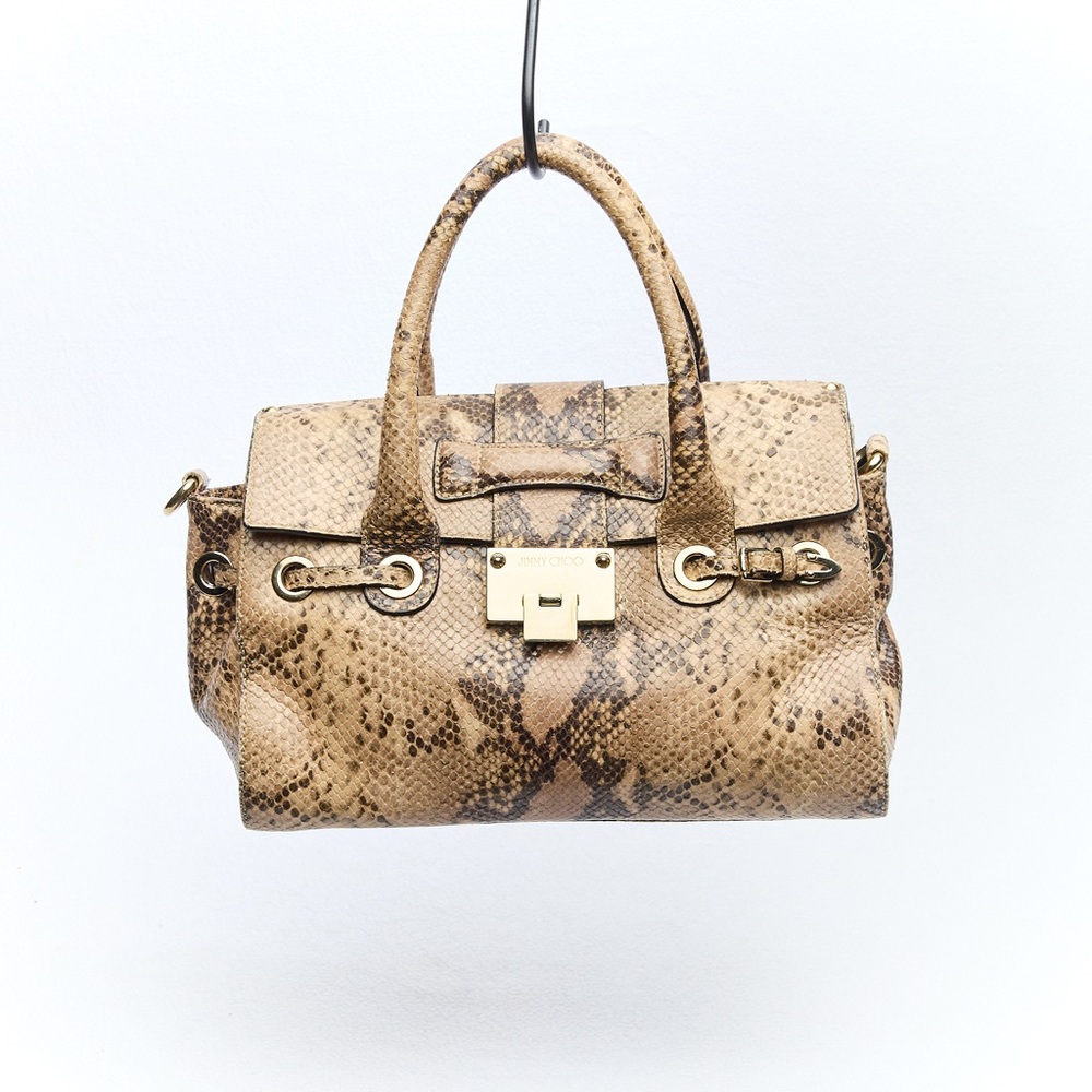 Jimmy Choo Python Handbag Tan Snake Print Satchel